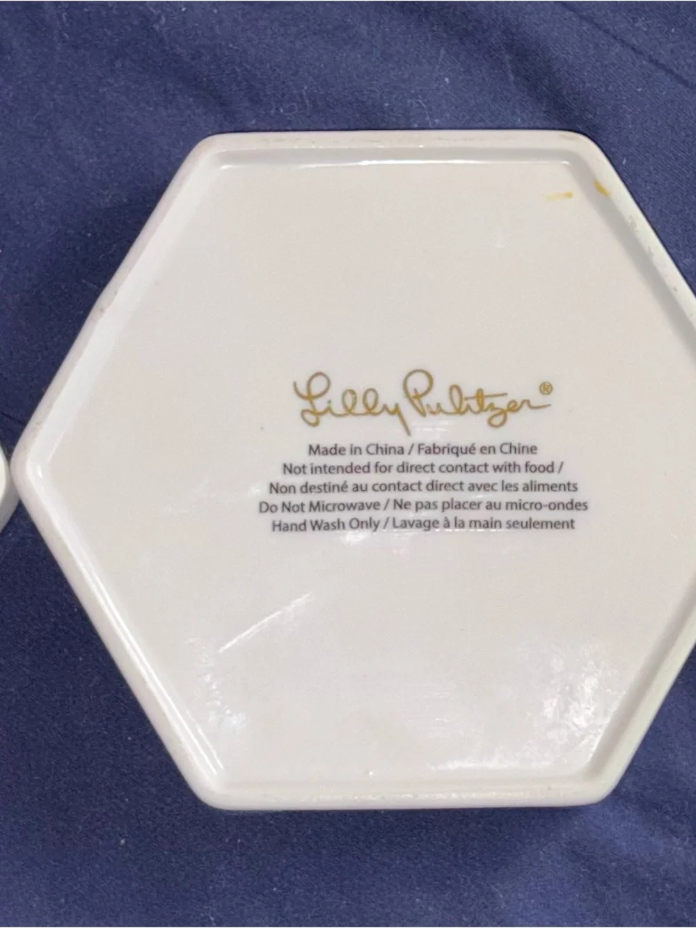 Lilly Pulitzer Hexagon Pineapple Trinket Dish in White, Pink & Green